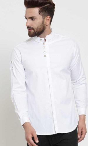 Casual Wear Men White Plain Shirts-Exporters in India