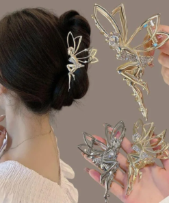 Metal Korean Hair Claw Clip - Shiny Rhinestone - Crystal Little Angel