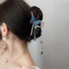 Tassel Blue Butterfly Fashion Hairpin for Women  Hair Clip Large