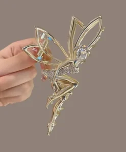 Metal Korean Hair Claw Clip - Shiny Rhinestone - Crystal Little Angel