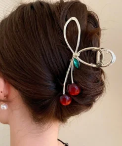 1PC Large-Size Cherry-Shaped Claw Clip, Fashionable Women's Claw Clip Hair Accessory Hair Clips, Hair Claws, Bohemian Zinc Alloy