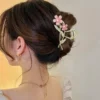Shiny Rhinestone Pearl Sakura Hair Clip Women