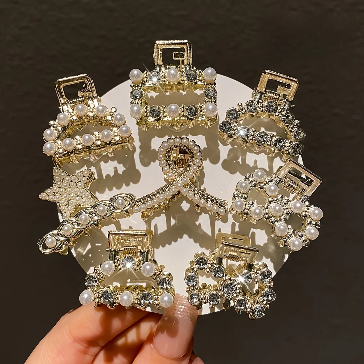 8Pcs Imitation Pearl and Diamond Inlaid, Multi-Style Small Hair Clips