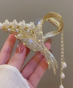 Flower Hair Claw Clips Gold Color Alloy Hairpins Ponytail Holder